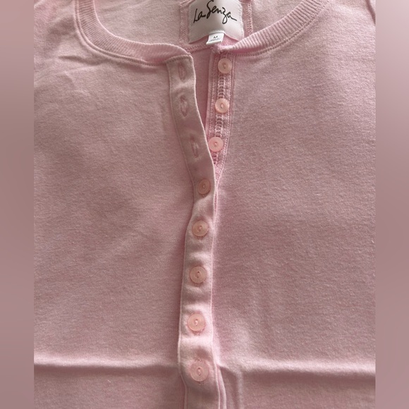 La SENZA (2) Vintage Light Pink Henley Cap Sleeve T-shirt - Picture 3 of 10